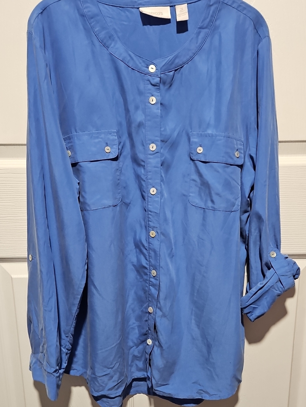 Chico's Cornflower Blue Casual Button-Down Shirt